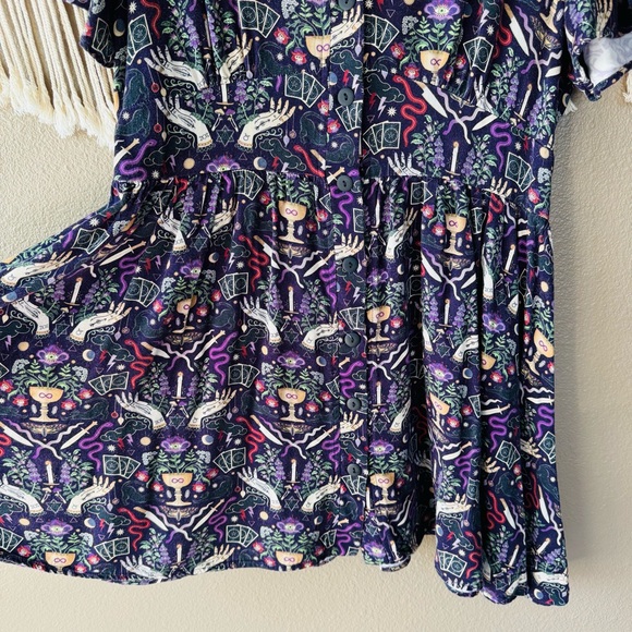 Disturbia MODERN MYSTIC witchy tarot snake Button Up mini Dress EUC - Picture 6 of 9
